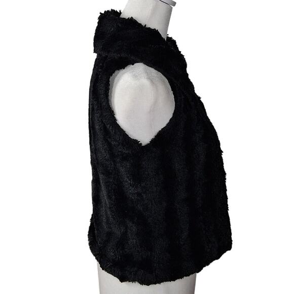 Pine Black Faux Fur Vest Size M/S Sleeveless Jacket Collar Fuzzy Soft Warm Cute - Picture 5 of 7